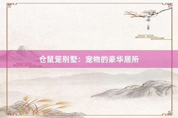 仓鼠笼别墅：宠物的豪华居所
